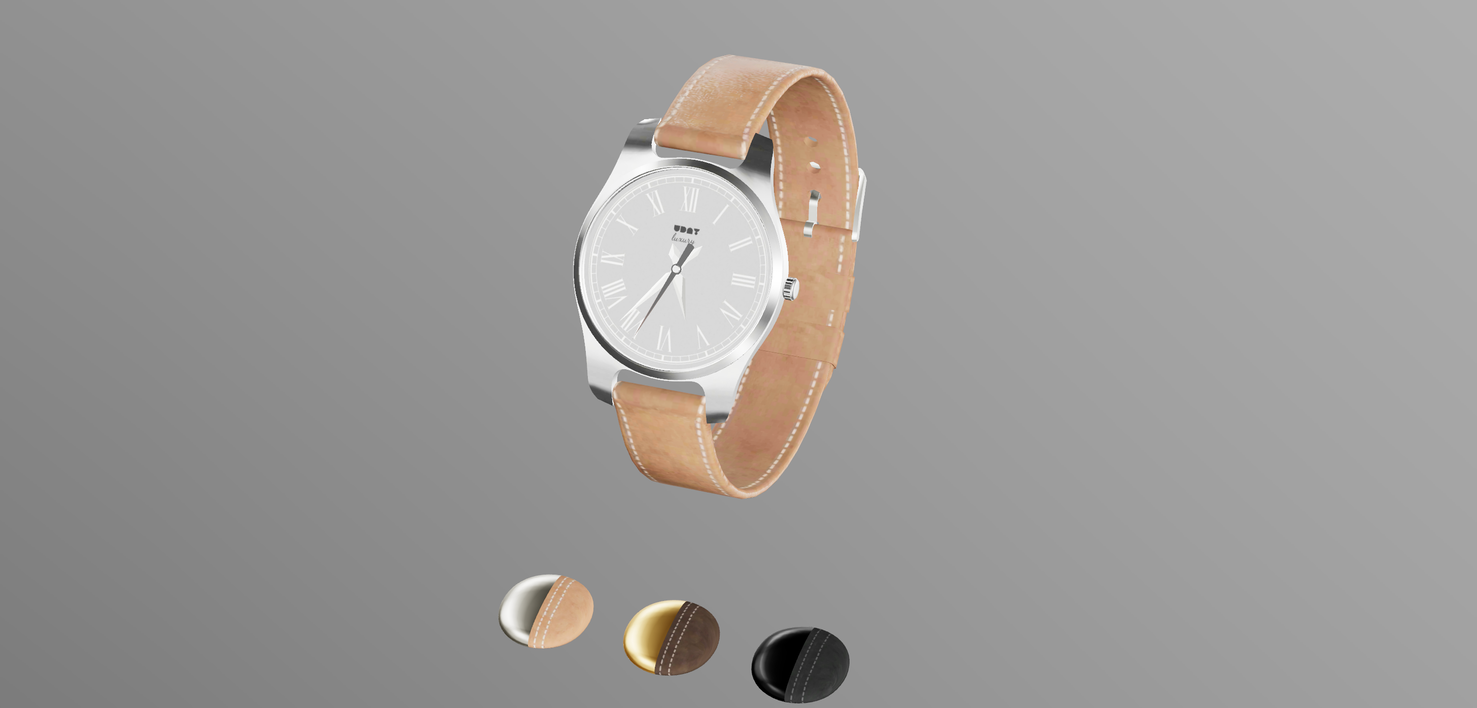 3D watch configurator with material customization and AR preview for luxury watch brands